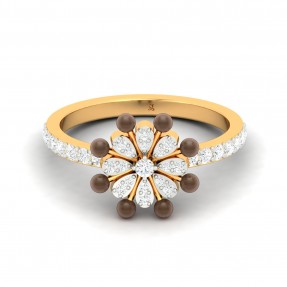 Anniversary Studded Moissanite Solid Gold Ring