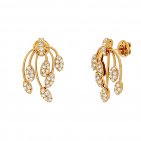 Astonishing Fountain Solid Gold Designer Moissanite Earring 