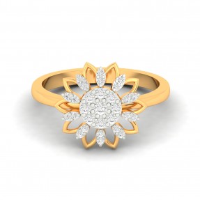 Designer Floral With Petals Solid Gold Moissanite Ring