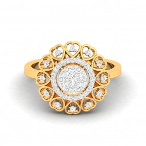 Designer Heart Shape Moissanite Solid Gold Ring