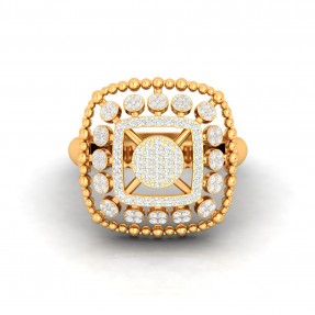 Designer Studded Moissanite Solid Gold Ring