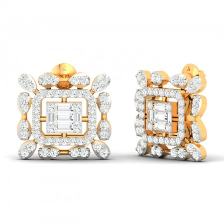 Equisite Studded Moissanite Solid Gold Stud Earring