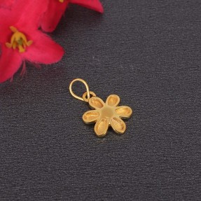 Hollow Flower Shape Solid Gold Charm 