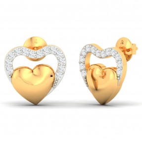Little Heart Solid Gold Studded Moissanite Stud Earring 