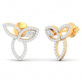 Marquise Shape Studded Moissanite Solid Gold Earring