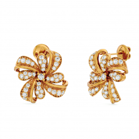Moissanite Flower Minimalist Solid Gold Stud Earring