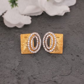 Multi Shape Studded Moissanite Textured Solid Gold Earring