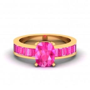 Pink Moissanite Solid Gold Statement Ring
