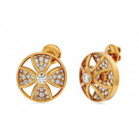Solitaire Moissanite Studded Solid Gold Stud Earring 