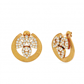Textured Designer Moissanite Solid Gold Stud Earring