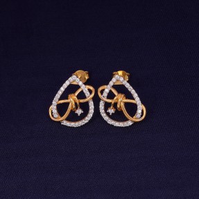 Tie knot Solid Gold Moissanite Stud Earring