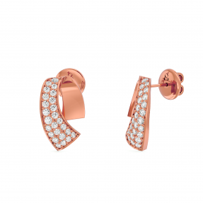 Twisted Designer Studded Moissanite Gold Earring 