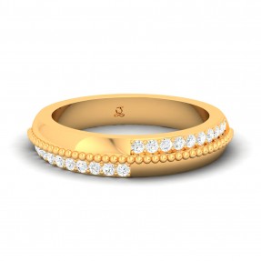 Two Lane Designer Studded Moissanite Gold Ring
